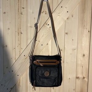 NOT FOR SALE Vtg Kim Rogers Crossbody Purse Black Brown Multiple Compartments